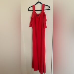 Roaman's Red Cold Shoulder Sundress for Weddings